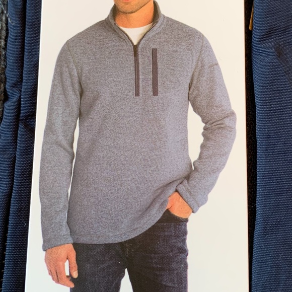 Eddie Bauer Mens Sweater Fleece Qtr Zip XL Blue